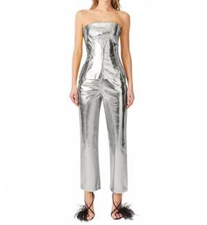 NEW AMYLYNN johanna bandeau top in silver